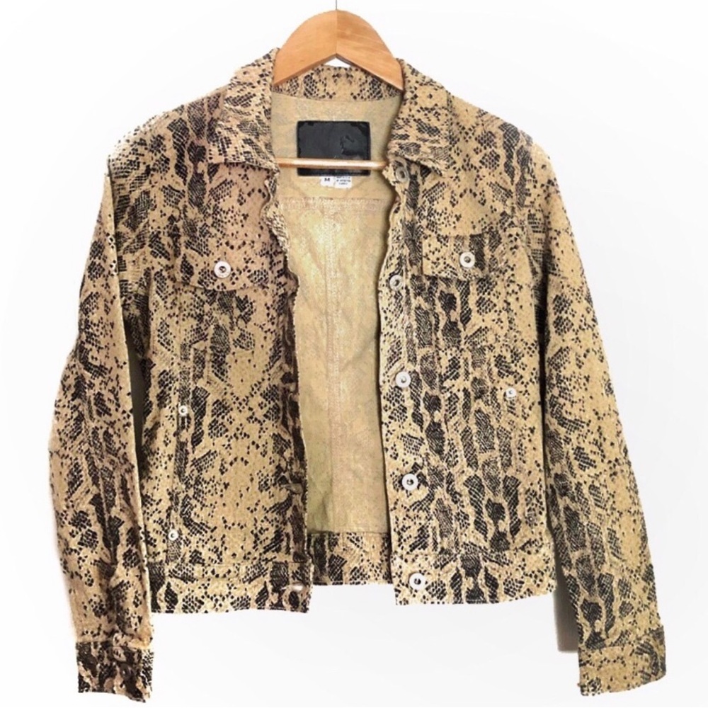 Guess ~ RARE Vintage ~ Snakeskin Print Denim Jacket